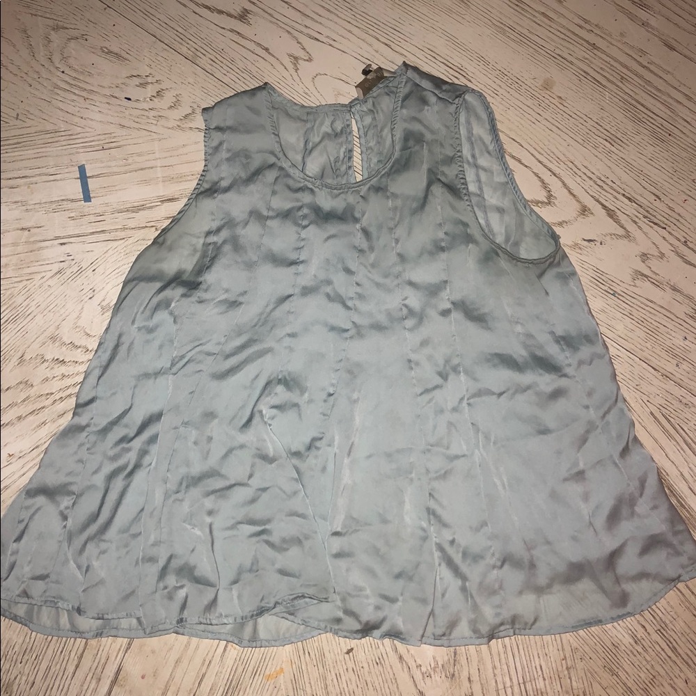 Anthropologie silk light blue tank top